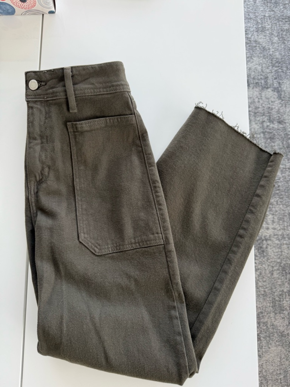 Just Black Olive Straight-Leg Utility Jeans